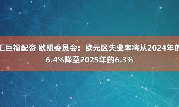 汇巨福配资 欧盟委员会：欧元区失业率将从2024年的6.4%降至2025年的6.3%