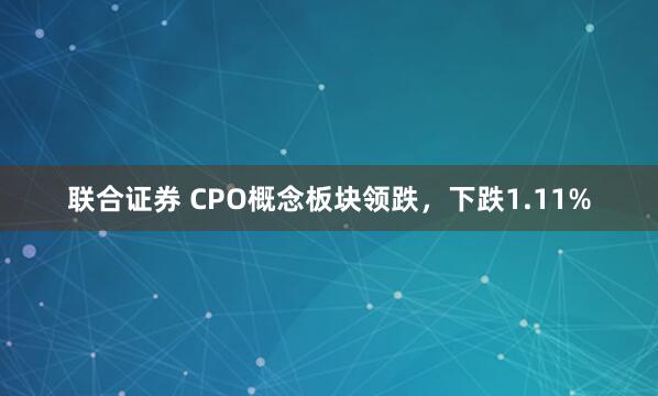 联合证券 CPO概念板块领跌，下跌1.11%